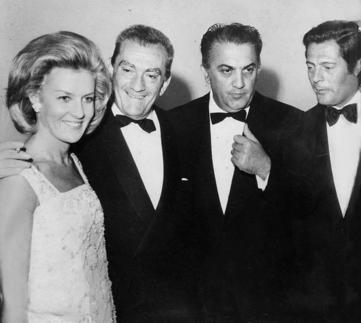 Marina Cicogna, Luchino Visconti, Federico Fellini, Marcello Mastroianni © ISTITUTO LUCE